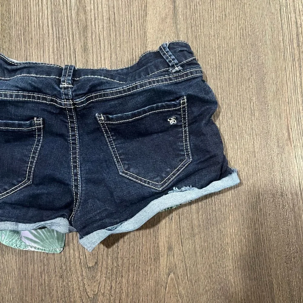 Jessica Simpson Girls Denim Shorts Dark Wash Roll Hem Distressed - Size 12
